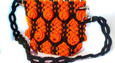 produk banyumas as Slempang Kecil Tali kur Warna Orange - Hitam Motif Bunga