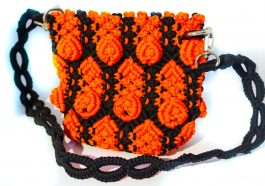 produk banyumas as Slempang Kecil Tali kur Warna Orange - Hitam Motif Bunga